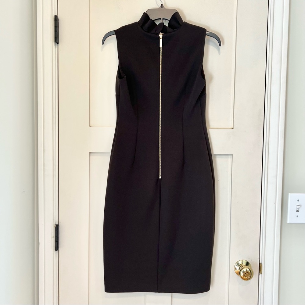 BLACK CALVIN KLEIN DRESS RUFFLE COLLAR DETAIL - Picture 2 of 2
